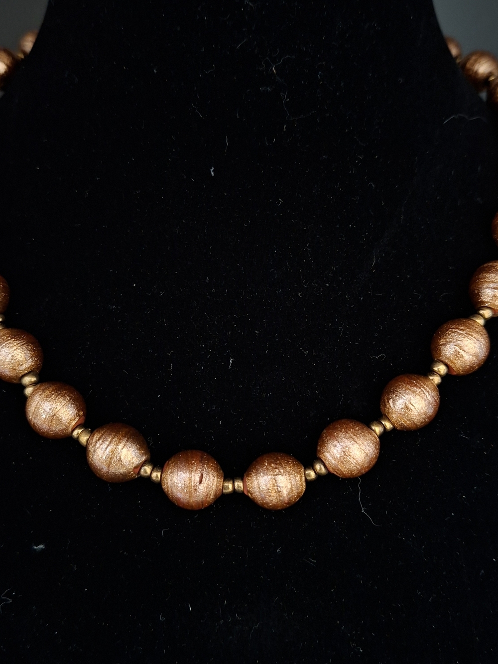 1960's Venetian Lampwork Beaded Necklace Copper Colored Beads